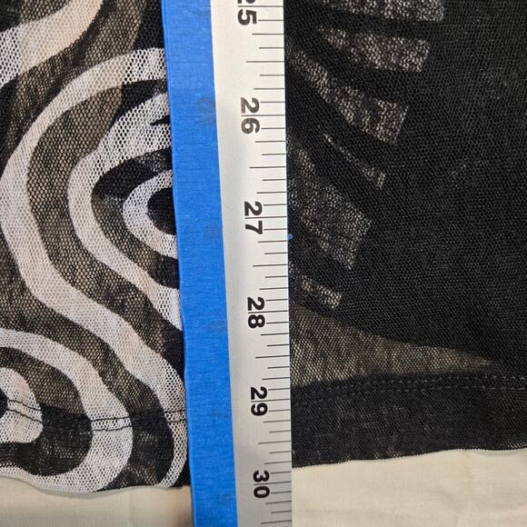 Ali Miles Black/White Mesh Open Front Lightweight Jacket Cardigan Semi-sheer XL - Picture 12 of 12